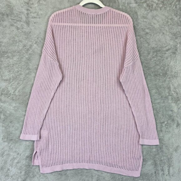 Express Sweater Womens Large Pink Light Purple Cotton Open Knit Tunic NWT - Picture 11 of 11